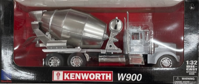 1:32 W900 Kenworth Cement Truck White & Silver