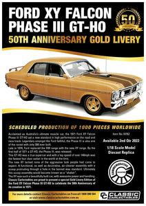 1:18 Ford XY Falcon Phase 3 GT-HO 50th Anniversary Gold Livery