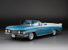 Load image into Gallery viewer, 1:18 1959 Oldsmobile “98” Open Convertible – Aqua Mist Metallic/ Polaris White
