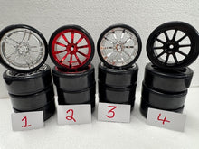 Load image into Gallery viewer, Set of 4 Drift Wheels &amp; Tyres for 1:10 Scale On Road Cars
