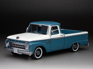 1:18 1965 Ford F-100 Custom Cab Pickup – Marlin Blue/White