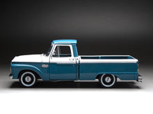 Load image into Gallery viewer, 1:18 1965 Ford F-100 Custom Cab Pickup – Marlin Blue/White
