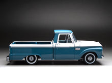 Load image into Gallery viewer, 1:18 1965 Ford F-100 Custom Cab Pickup – Marlin Blue/White
