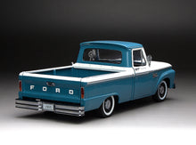 Load image into Gallery viewer, 1:18 1965 Ford F-100 Custom Cab Pickup – Marlin Blue/White
