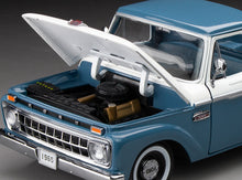 Load image into Gallery viewer, 1:18 1965 Ford F-100 Custom Cab Pickup – Marlin Blue/White
