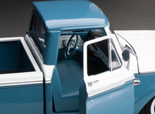 Load image into Gallery viewer, 1:18 1965 Ford F-100 Custom Cab Pickup – Marlin Blue/White
