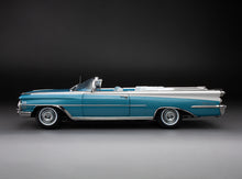 Load image into Gallery viewer, 1:18 1959 Oldsmobile “98” Open Convertible – Aqua Mist Metallic/ Polaris White
