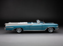 Load image into Gallery viewer, 1:18 1959 Oldsmobile “98” Open Convertible – Aqua Mist Metallic/ Polaris White
