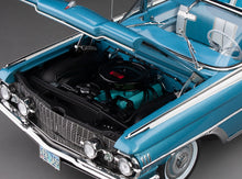 Load image into Gallery viewer, 1:18 1959 Oldsmobile “98” Open Convertible – Aqua Mist Metallic/ Polaris White
