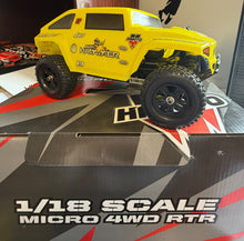 Load image into Gallery viewer, 1:18 - Micro 4WD RTR - Brushless Hammer - Yellow
