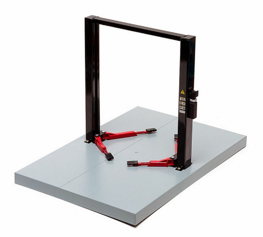 1:18 Adjustable Two Post Lift - Black and red