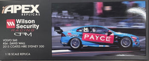 1:18 Volvo S60 2015 Payce - David Wall - #34 - Coates Hire Sydney 500 - Apex Replicas