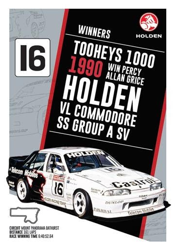 Retro Holden Bathurst Winner Print - 1990 VL Commodore SS Group A SV
