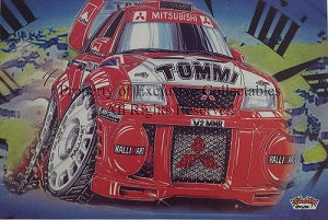 Cartoon Mitsubishi Tommi V2 MMR Rally Car A3 Poster