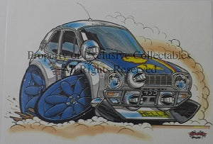 Cartoon Hella Rally Car No 7 A3 Poster