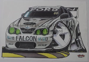 Cartoon Craig Lowndes Green Eyed Monster (Front) A3 Poster