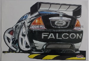 Cartoon Craig Lowndes Green Eyed Monster (Rear) A3 Poster