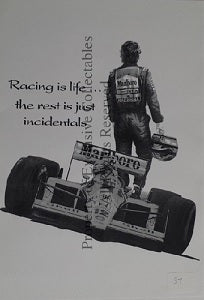 Cartoon Ayrton Senna Racing is Life A3 Poster