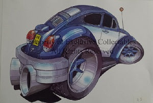 Cartoon Classic VW Beetle Bug A3 Poster