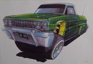 Cartoon Chevrolet Lowrider A3 Poster