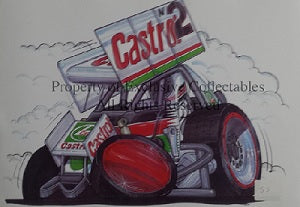 Cartoon Castrol Sprint Car A3 Poster