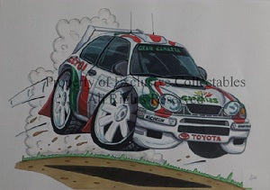 Cartoon Toyota Rally Car A3 Poster