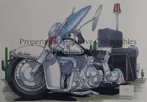 Cartoon Harley Davidson Police Motorbike A3 Poster