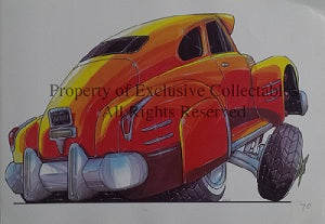 Cartoon 1942 Chevy Low Rider A3 Poster