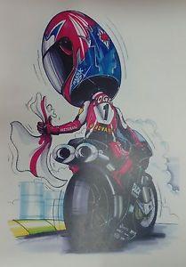 Cartoon Ducati 998 C Fogarty #1 A3 Poster