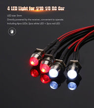 Load image into Gallery viewer, 4 LED Lights Kit 2 White 2 Red - 1/10 - 1/8
